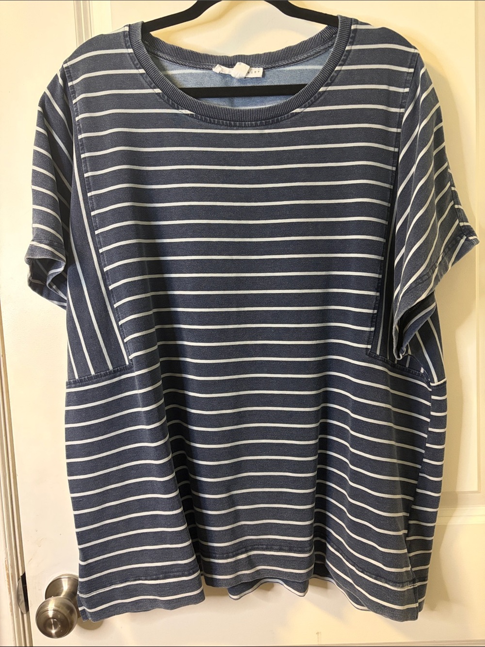 Jane and Delancey Blue and White Striped Short Sleeve Tee